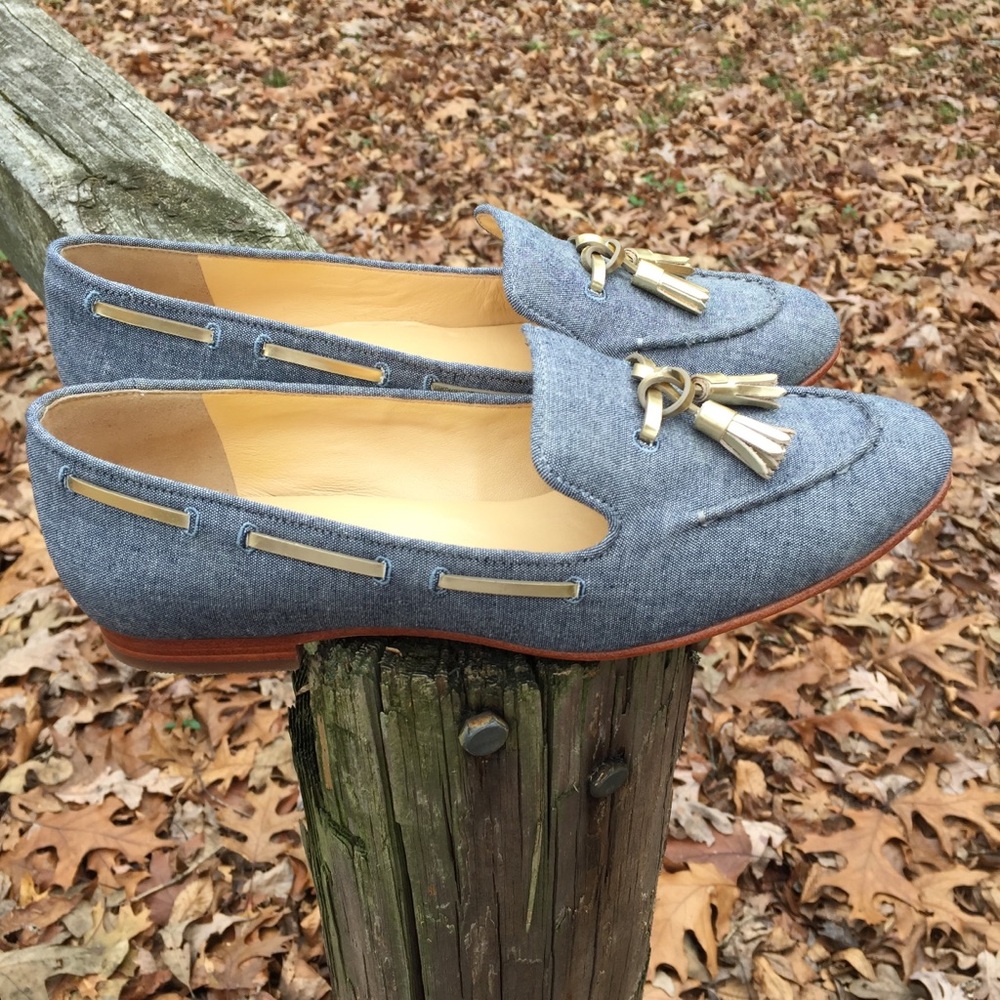 Cole Haan Denim Gold Tassel Loafers 7 1/2 B - Picture 5 of 6